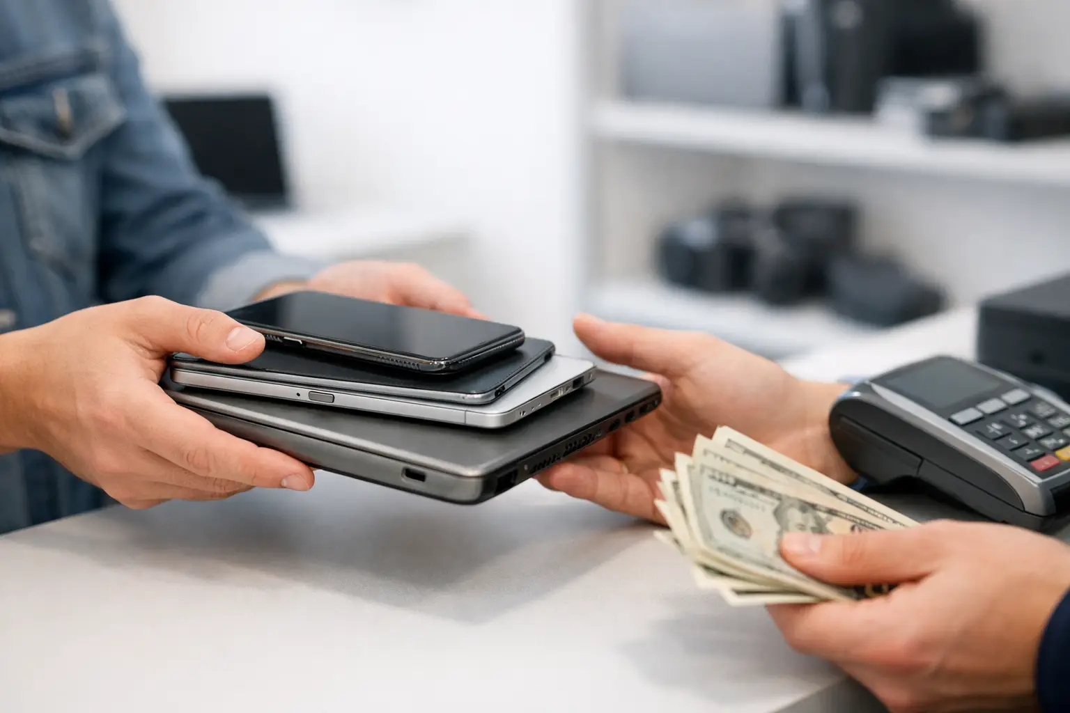 Reprise d’appareils usagés, paiement rapide